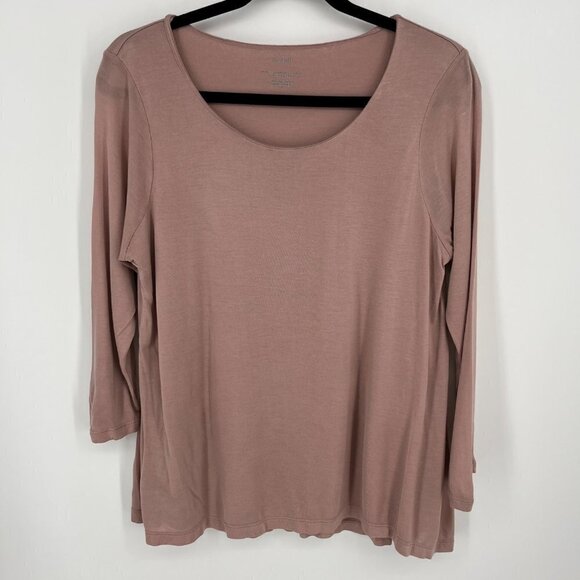 J Jill Pure Jill Supersoft 3/4 Sleeve Elliptical Tee Size S Fawn Pink Mauve Soft - Picture 1 of 11